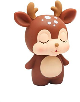 NUOBESTY Spardose Mädchen Hirsch Sparschwein Karikatur Tier Spartopf Geld Kasten-Karikatur Tiermodell Kinder Kleinkinder (Kaffee)