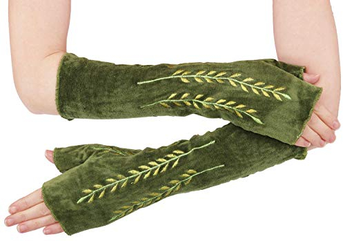 PUREWONDER Damen Armstulpen Samt Handstulpen Design Nr. 14 Farbe Grün