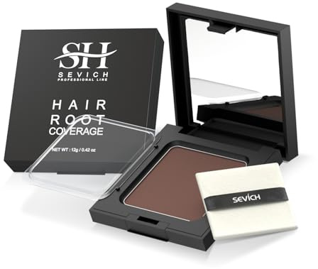 SEVICH Instantly Hair Shadow - sombra capilar en polvo, corrector rápido de raíz de canas, fibra de sombra capilar con Puff&Mirror, 12 g Marrón oscuro