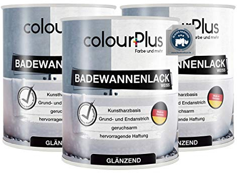 colourPlus Badewannenlack 2,25L, Weiß glänzend | Hochdeckende, wasserbeständige Badewannenfarbe, Badewannen Reparaturset weiß, Fliesenfarbe, ideal für Badewanne, Duschwanne und Waschbecken