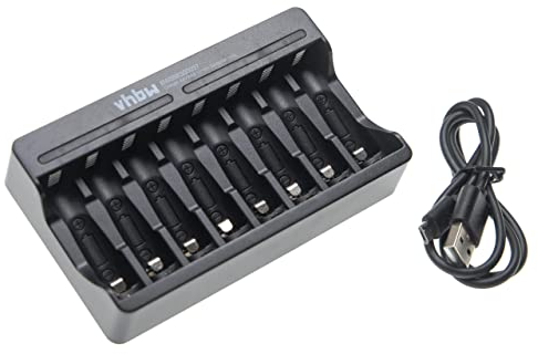 vhbw Cargador de 8 baterías Compatible con baterías Recargables AA/AAA, Pila, batería Li-Ion - Cargador Micro USB