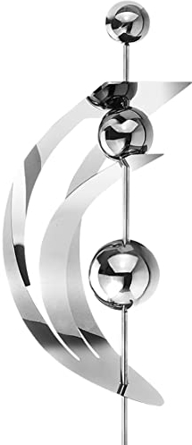 Kobolo Gartenstecker Wing, 136 cm, Silber, eleganter Edelstahl-Stecker in geschwungener Form, stilvoller Blickfang für Garten, Terrasse & Balkon