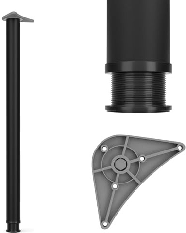 Dihl Pack of 2 870mm Black Adjustable Kitchen Worktop, Unit, Breakfast Bar, or Desk Table Leg Support with 60mm Diameter - Stylish and Versatile Stainless Steel Furniture Leg, 2 PCS