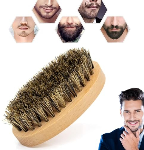 Spazzola per Barba, Spazzola Barba in Setole di Cinghiale, Spazzola Barba Uomo, Spazzola da Barba Piccola da Viaggio, per Barba con Setole di Cinghiale Adatta ad una Cura Professionale della Barba