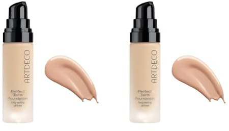 ARTDECO Perfect Teint Foundation - langanhaltende, flüssige Foundation ohne Öl und ohne Maskeneffekt - 1 x 20 ml (Packung mit 2)