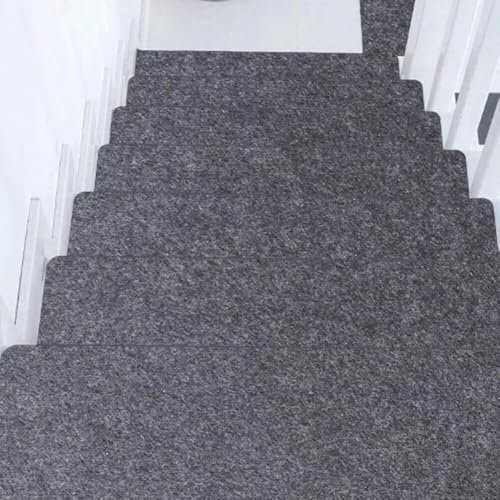 NEW-YIJUNSHUN 14Pcs Stair Tread Mats Non-Slip Self-Adhesive Stair Pads Step Protectors with Reusable Adhesive Solid Wood Stairs Non Skid Safety Rug Slip Resistant Indoor Runner (Black)