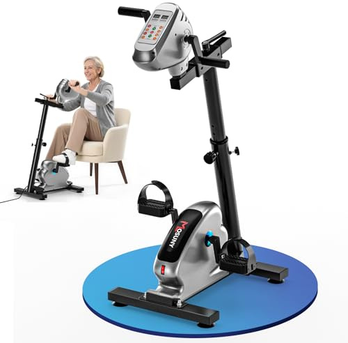 Pedaltrainer, MOSUNY Neu Heimtrainer Senioren mit Doppelmotoren Verstellbarer Widerstand & Geschwindigkeit, LCD-Monitor, Höhenverstellbar, Bein- & Knöchel-Stützhalterung, Arm und Beintrainer Senioren