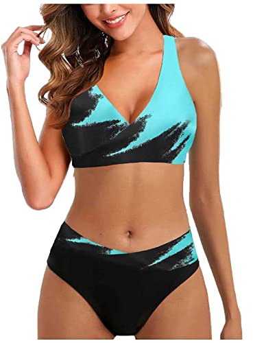 Bikinis Mujer 2025 Talla Grande Brasileño Bikini Push Up Tanga Dos Piezas Verano Bañadores Mujer Braga Alta Deportivo con Relleno Sexy Fatos De Banho Mulher Negro M