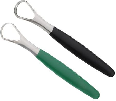 DINHEAROM 2sets Strumenti Per Raschiare La Lingua in Acciaio Inossidabile Puliscilingua Pratico Per Igiene Orale Raschietto Per Lingua Leggero e Portatile