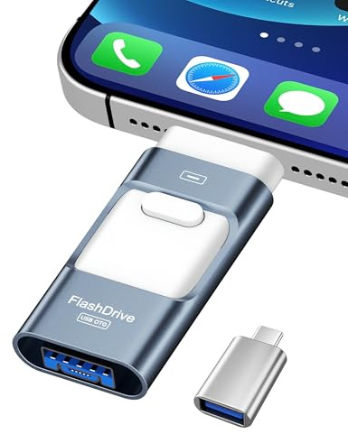 ZARMST 512GB USB Stick für Phone, 4-in-1 Speicherstick für Phone/Pad/Android Smartphone/PC, USB 3.0 Stick zur Schnellen Datenübertragung, Externer Vielseitiger Fotostick Flashlaufwerk, Blau