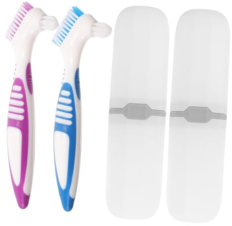 UPKOCH 2 ensembles Set de Étuis Brosse Prothèse Double-face Rigide Portable et Multi-usage pour Voyage et Soins Buccaux Lot Maison Pratique