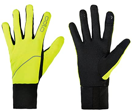 Odlo Unisex Intensity Safety Light Gloves Laufbekleidung Handschuhe Safety/Yellow - Schwarz S