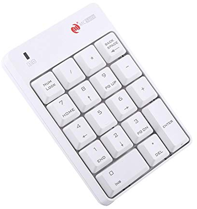 Kabelloser Nummernblock,18 Tasten Nummerische Tastatur Keypad,2,4G Tastatur von 10 Metern für die meisten Computer.(Weiß)