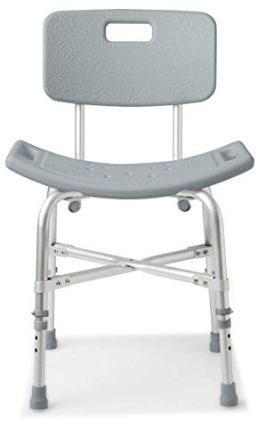 Medline Shower Chair Bath Bench with Back, Supports up to 550 lb, Safe and Comfortable Baths and Showers, Non-Slip Rubber Feet, Back for Extra Support
