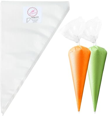 Keenpioneer 14-Inch Disposable Decorating & Pastry Bags, Tipless Icing Piping Bag for Cake, Cream Frosting and Cookie Decoration, Pack of 100 (Clear)