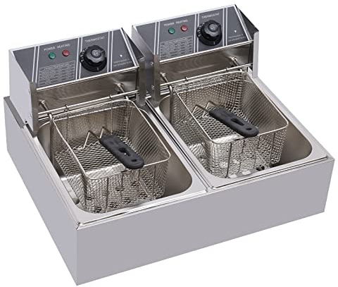 Friteuse double friteuse friteuse friteuse 12 l en acier inoxydable zone froide professionnelle 5000 W 220 V