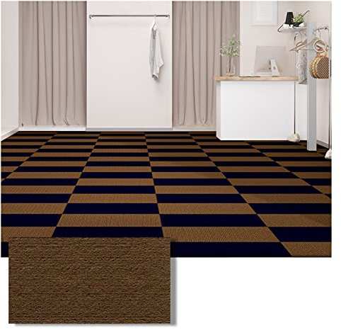 Piastrelle per Moquette da 10 Pezzi, Moquette Quadrata Autoadesiva, Piastrelle per Pavimenti in Moquette Commerciale Antiscivolo, Piastrelle per Moquette per Giunzion(Size:30x60cm,Color:Marrone)