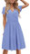 STYLEWORD Damen Sommerkleid Kurzarm V-Ausschnitt Kleider Einfarbig Kleid Strandkleid Mit Taschen(Light Purple,Groß)
