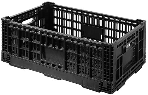QTJH Collapsible Storage Bin Containe，52 Liter Transferheavy duty plastic storage box ,milk crates heavy duty Transit storage of various items black (1)