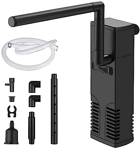 GERUI 4W Aquarium Pumpe,Aquarium Filter, Zirkulierender für gereinigtes Wasser, Einstellbarer Aquarium innenfilter, 300L/H Wasserpumpe,Durchfluss Aquarienfilter mit Wasserpumpe für 60L Aquarium