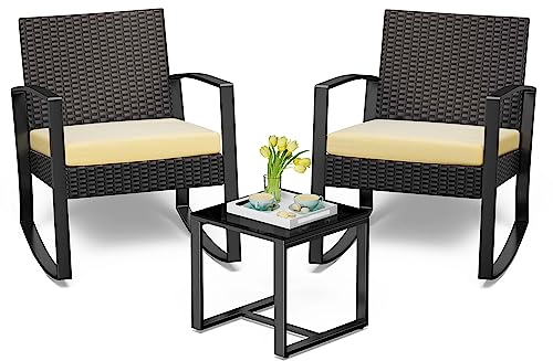 Bealife Set di mobili da giardino, set di mobili da giardino lounge balcone 2 persone, mobili da balcone piccolo balcone esterno, mobili da giardino per verande, terrazze, balconi(Beige)