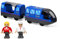 EVERGD Electric Train Set Age 3+ for Kids, Magnetic Martin Battery Powered Powerful Engine Locomotive Train Set Educational RC Train Model for Wooden Track (Blue)