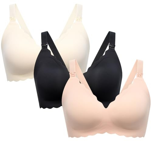 Momcozy Nursing Bras for Breastfeeding, Seamless Pregnancy Maternity Bra Wireless Classic Jelly Strip Support Nursing Bra