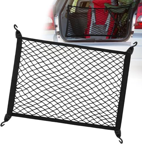 Yimomoyi Filet de Rangement Coffre de Voiture pour Chien, 80×100cm Extensible Jusqu'À 140×210cm, 4 Crochets Solides (Noir)