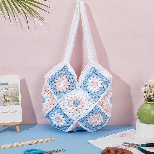 ORIGACH Tasche Häkelset Für Anfänger, DIY Starter Häkelset Für Eine Wunderschönes Granny Square Tasche Für Erwachsene Mit Schritt Für Schritt Videoanleitung
