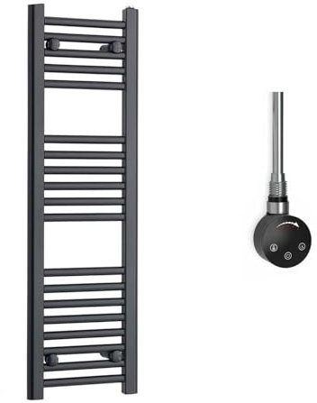 Radiador Toallero Eléctrico Negro 30x100 cm con Termostato 150W