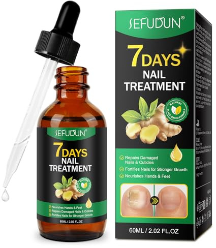 Tratamiento de hongos en las uñas, sérum de jengibre para uñas de pies y manos - Sérum reparador para uñas descoloridas, engrosadas y dañadas, aceite hidratante para cutículas, 60 ml