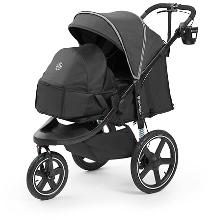 Ickle Bubba Venus Jogger Pro Prime Stroller (Charcoal Grey) – 3-Wheel All-Terrain Stroller (Birth–22kg) with Waterproof Hood, Footwarmer, Newborn Cocoon, Cup Holder, Organiser & Self-Lock Fold