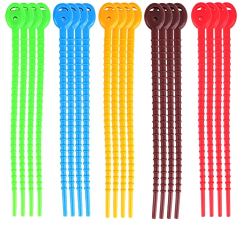 puhae 20 PCS Silicone Cable Ties, Zip Ties, Bag Seal Clips, Bread Ties, Rubber Twist Ties for Home Office