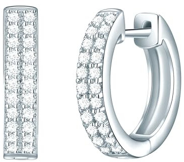 Rafaela Donata Damen Creolen aus 925/- Sterling Silber mit Zirkonia weiß - Silbercreolen Klappcreolen klassisch