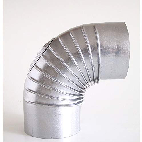 FAL Rohrbogen 90° gerippt mit einer Öffnungstür Ø 130 mm feueraluminiertes Rauchrohr in Knieform