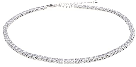 Generic Strass Choker funkelnde Diamant Silber Kristall Schlüsselbein Kette Zirkonia Halskette zierliche klassische runde Kette Choker für Hot Girl Frauen