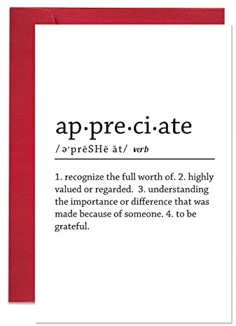 Ogeby Cute Appreciate Definition Card, Funny Thank You Card for Him Her, Lovely Thankful Greeting Card for Teacher Boss
