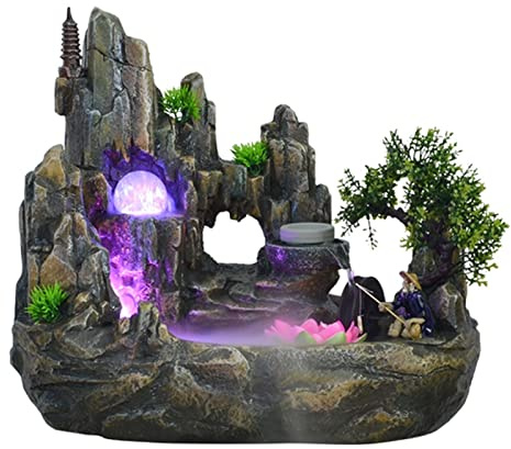 Table Fountain Relaxation Water Fountain Rockery Flowing Water Fountain Ornaments Fish Pond Living Room Office Indoor Humidifier Mountain Water Basin Landscape Desktop Decoration Indoor Table Top Wate