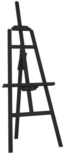 vidaXL Staffelei, Tischstaffelei Höhenverstellbar, Leinwand Ständer Holzstaffelei Dreieckige Struktur, Standstaffelei Feldstaffelei, Schwarz Massivholz Kiefer