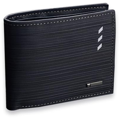 Cartera Hombre Tarjetero Hombre con 8 Ranuras para Tarjetas,Billetera de Cuero con Monedas con Cremallera (Protección RFID)-Negro Transversal