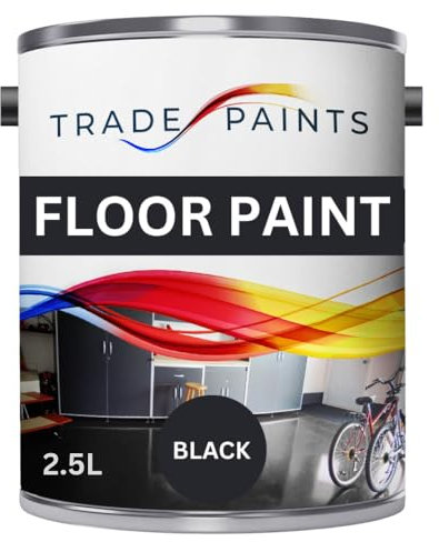 Heavy Duty Quick Dry Floor Paint - Garage, Workshop, Warehouse, Industrial Floor Paint - Ideal For Concrete, Stone, Brick, Wood & Metal (Black, 2.5 l Pack of 1)