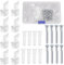 Glarks 90pcs 4mm rahmenlose Spiegel Halter Clips Kit, Crystal Clear Kunststoff Spiegel Clip, Kunststoff Glas Halter Clips, Spiegel Montage Hardware mit Schraube und Anker für Wand, Schrank, Tür