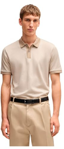 BOSS Herren H-Parlay 432 Fein gemustertes Poloshirt aus merzerisierter Baumwolle Hellbeige XXL