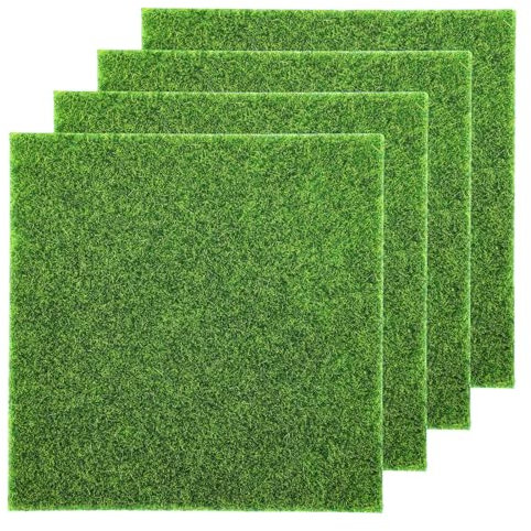 Wanmu Lot de 4 fausses herbes décoratives pour travaux manuels, 15,2 x 15,2 cm, accessoires de gazon artificiel pour maison de poupée, projets de décoration, jardin miniature, fournitures de diorama