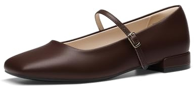 DREAM PAIRS Women's Low Heel Wedding Dress Ballet Flats,Brown,6.5
