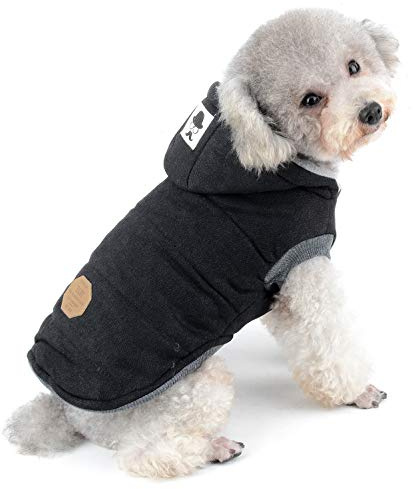 SELMAI Cappottino Cane Taglia Piccola Felpe con Cappuccio Giacca per Cani Vestiti Gatti Nudi Cane Femmina Invernale Abbigliamento Cuccioli per Animali Domestici Chihuahua Prova del Freddo Nero M