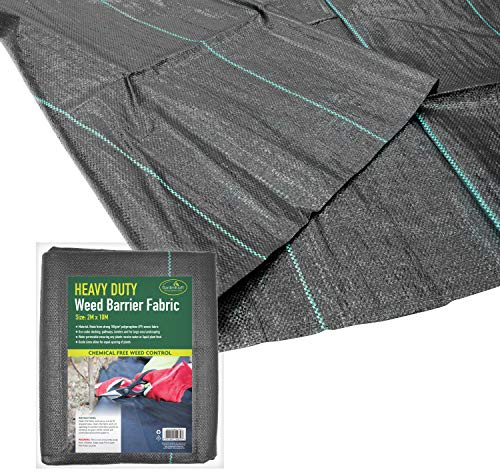GardenKraft 10079 Weed Control Fabric / 20m Coverage / 10m x 2m Heavy Duty Weed Membrane / Multi-Purpose Garden Landscaping Fabric