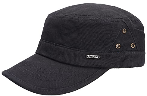 Leoodo Herren Damen Military Army Stil Cap aus Baumwolle verstellbare Sonnen Kappe für Wandern und Sport, Mütze Farbe 2020:Schwarz