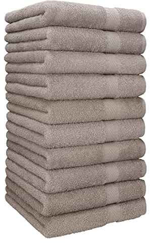 Betz Handtuch 10er Pack Handtücher Set Palermo Größe 50x100 cm 100% Baumwolle - gut trocknend, leichte Qualität - ideal für Sport, Strand, Reisen Farbe Stone