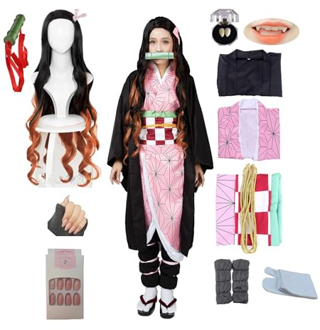 kelihood Nezuko cosplay Anime japonais Costume de cosplay Ensemble kimono Cosplay anime pour adulte - Costume de kimono pour enfant Costume d'Halloween cosplay